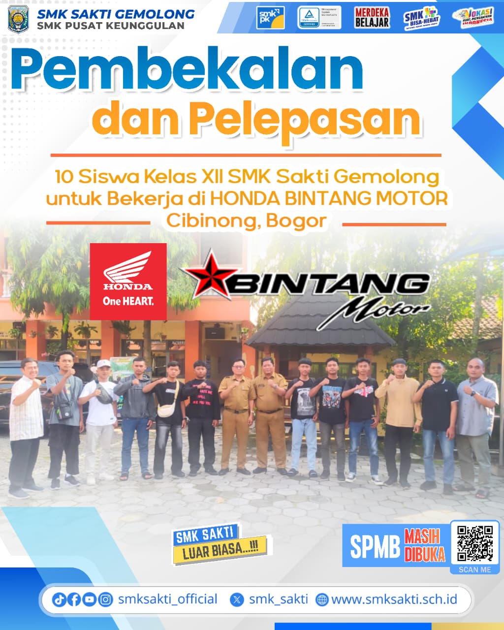 Siap Berkarir! SMK Sakti Gemolong Lepas 10 Siswa Terbaik ke Honda Bintang Motor Bogor